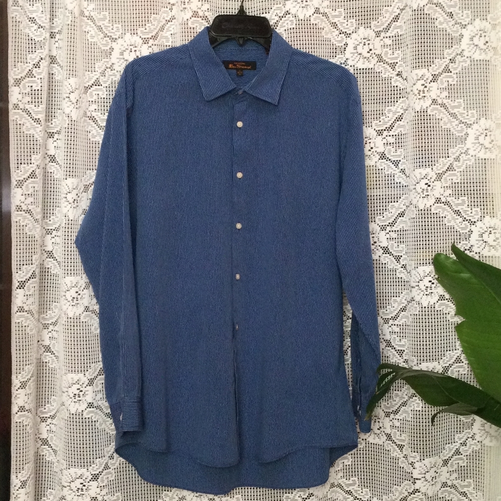 Ben Sherman Men's Striped Blue Dress Shirt Size XL